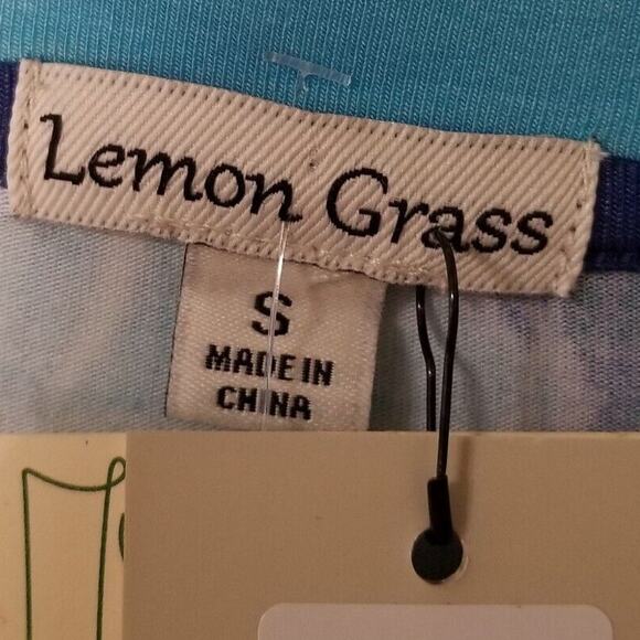 NWT's - Lemon Grass - Blue Print Tunic Pullover Short Sleeve Crew Neck Size S - Picture 7 of 12